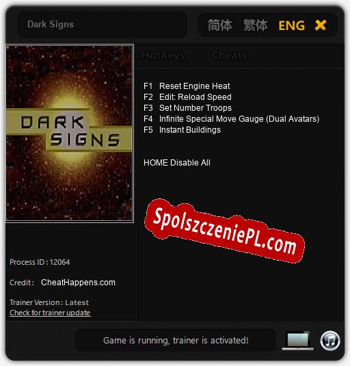 Treinador liberado para Dark Signs [v1.0.2]