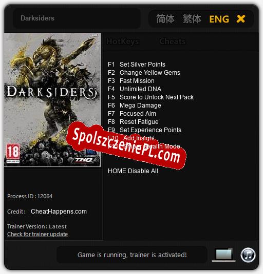 Treinador liberado para Darksiders [v1.0.5]