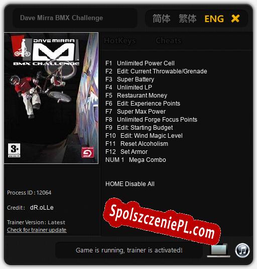 Dave Mirra BMX Challenge: Trainer +13 [v1.7]