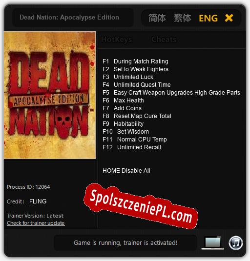 Dead Nation: Apocalypse Edition: Trainer +12 [v1.2]