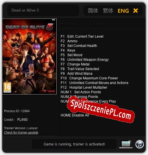 Dead or Alive 5: Cheats, Trainer +15 [FLiNG]