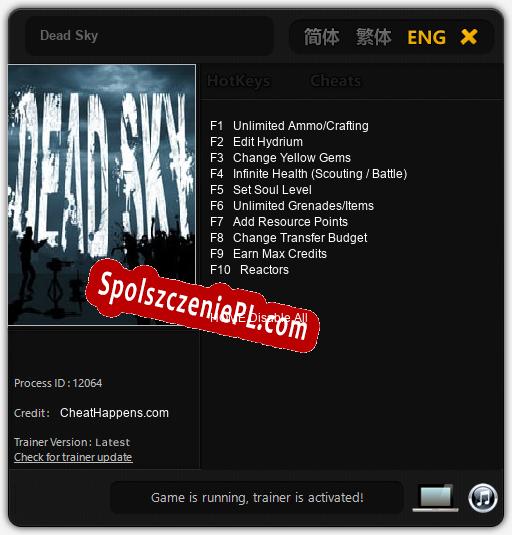 Dead Sky: Treinador (V1.0.47)