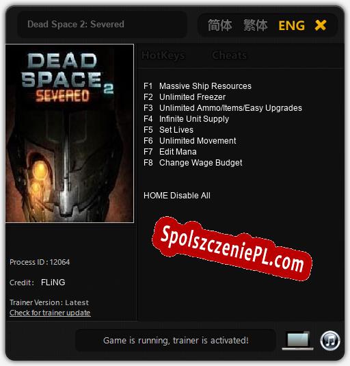 Dead Space 2: Severed: Trainer +8 [v1.6]