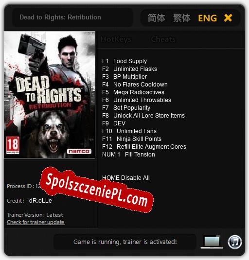 Dead to Rights: Retribution: Cheats, Trainer +13 [dR.oLLe]