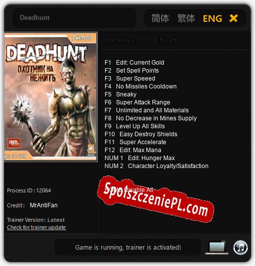 Deadhunt: Cheats, Trainer +14 [MrAntiFan]