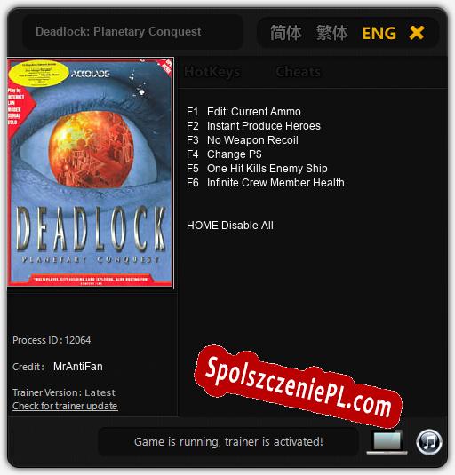 Deadlock: Planetary Conquest: Trainer +6 [v1.9]