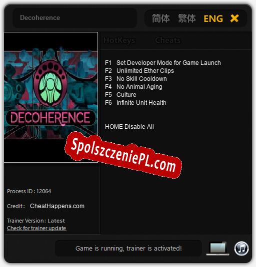 Decoherence: Cheats, Trainer +6 [CheatHappens.com]