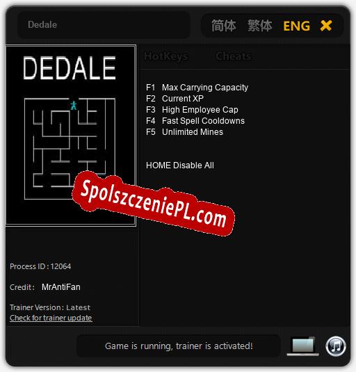 Dedale: Cheats, Trainer +5 [MrAntiFan]