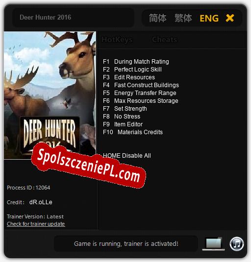 Treinador liberado para Deer Hunter 2016 [v1.0.6]