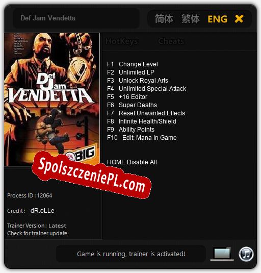 Def Jam Vendetta: Trainer +10 [v1.1]