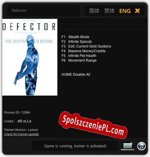 Treinador liberado para Defector [v1.0.3]