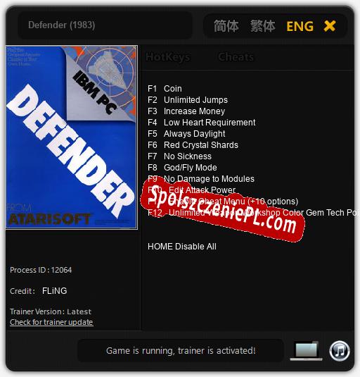 Defender (1983): Trainer +12 [v1.4]