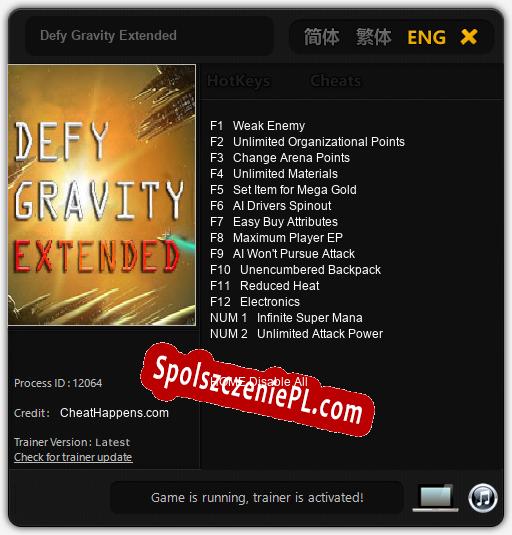 Defy Gravity Extended: Treinador (V1.0.88)