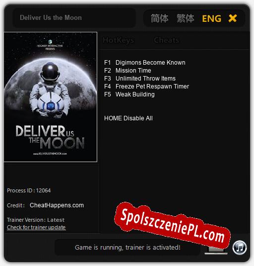 Deliver Us the Moon: Cheats, Trainer +5 [CheatHappens.com]