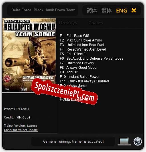 Delta Force: Black Hawk Down Team Sabre: Trainer +12 [v1.6]