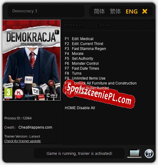 Treinador liberado para Democracy 3 [v1.0.2]