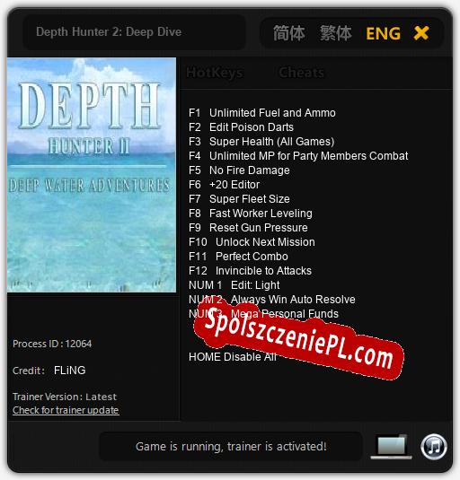 Depth Hunter 2: Deep Dive: Treinador (V1.0.20)