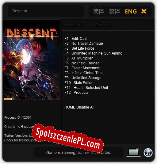 Descent: Trainer +12 [v1.9]