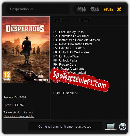 Desperados III: Cheats, Trainer +13 [FLiNG]