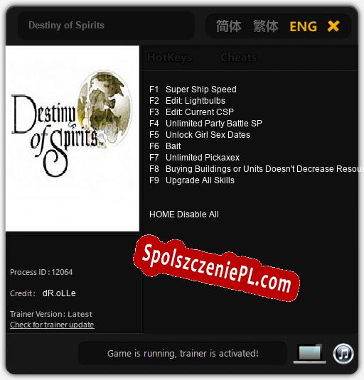 Destiny of Spirits: Cheats, Trainer +9 [dR.oLLe]