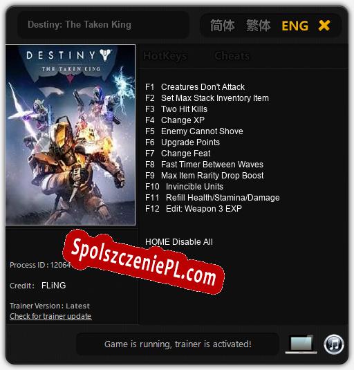 Destiny: The Taken King: Cheats, Trainer +12 [FLiNG]