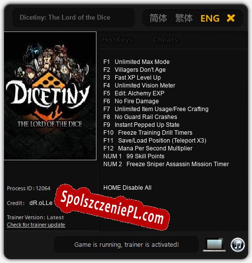 Dicetiny: The Lord of the Dice: Cheats, Trainer +14 [dR.oLLe]