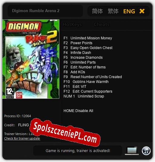 Treinador liberado para Digimon Rumble Arena 2 [v1.0.9]