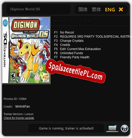 Digimon World DS: Cheats, Trainer +7 [MrAntiFan]