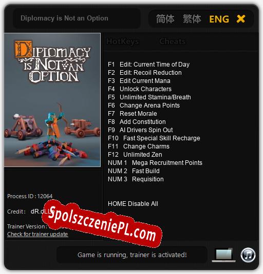 Treinador liberado para Diplomacy is Not an Option [v1.0.4]