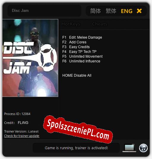 Disc Jam: Cheats, Trainer +6 [FLiNG]