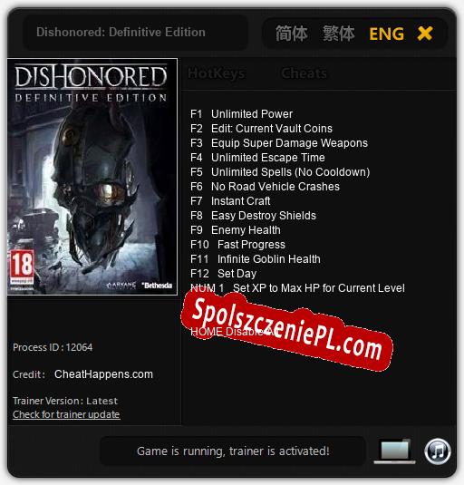 Dishonored: Definitive Edition: Trainer +13 [v1.9]