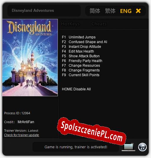 Treinador liberado para Disneyland Adventures [v1.0.1]