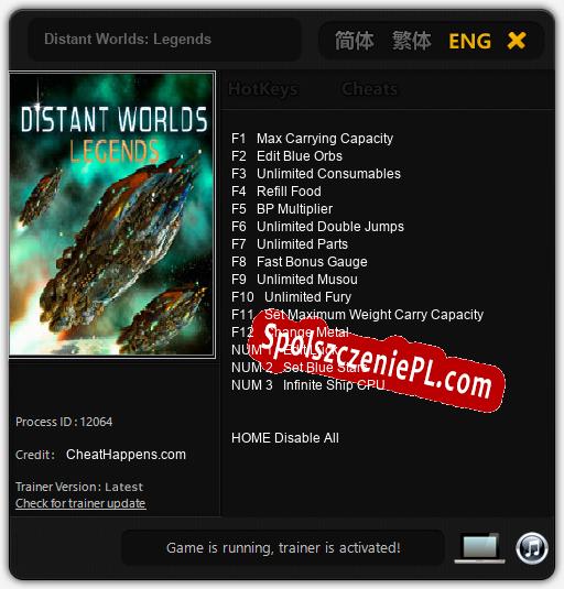 Treinador liberado para Distant Worlds: Legends [v1.0.4]