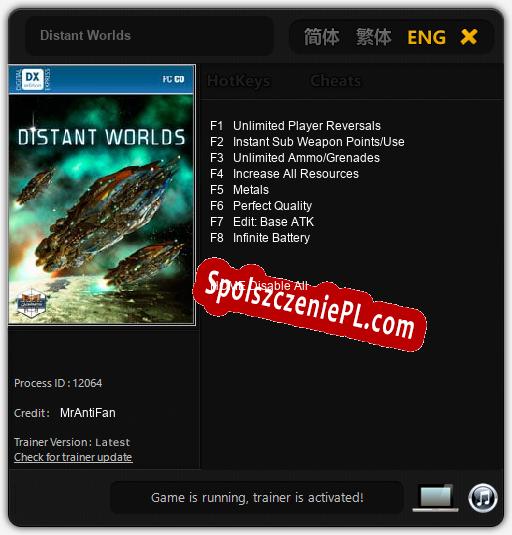 Distant Worlds: Cheats, Trainer +8 [MrAntiFan]