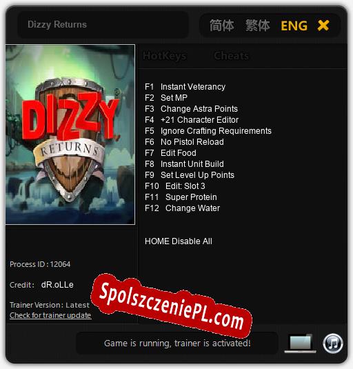 Dizzy Returns: Cheats, Trainer +12 [dR.oLLe]