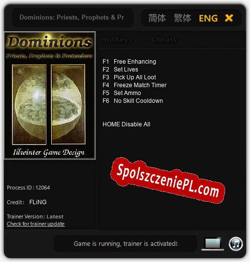 Dominions: Priests, Prophets & Pretenders: Trainer +6 [v1.2]