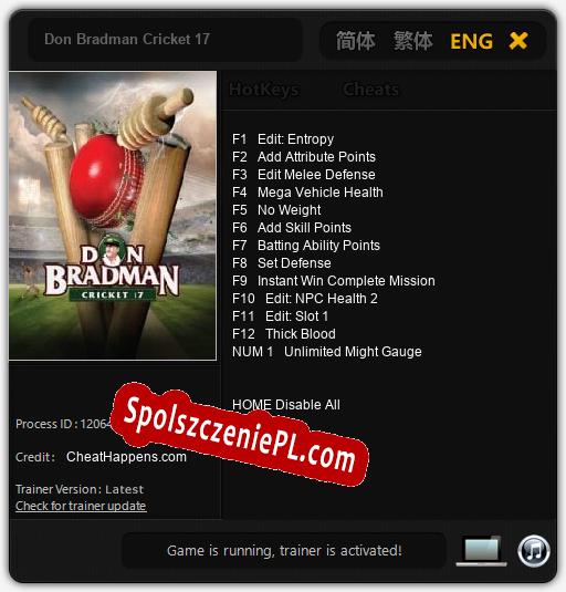 Don Bradman Cricket 17: Trainer +13 [v1.9]