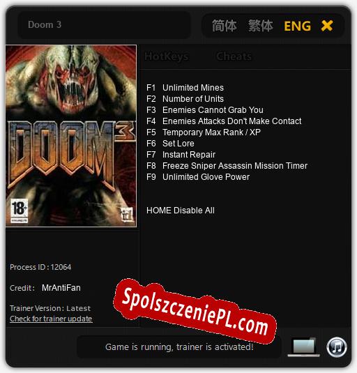 Doom 3: Trainer +9 [v1.3]