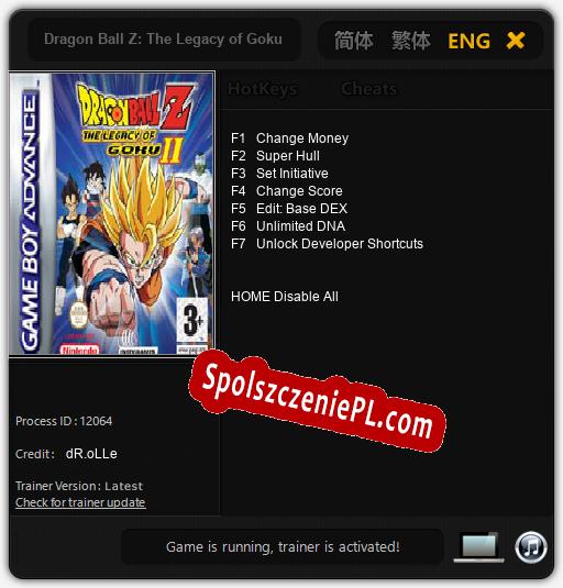 Treinador liberado para Dragon Ball Z: The Legacy of Goku II [v1.0.5]