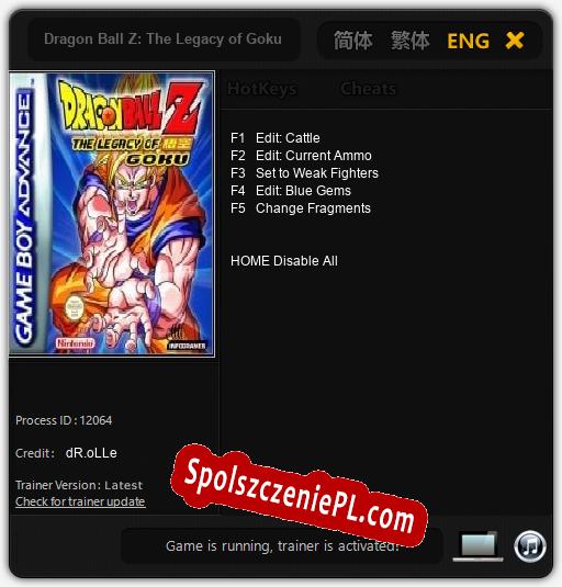 Treinador liberado para Dragon Ball Z: The Legacy of Goku [v1.0.3]