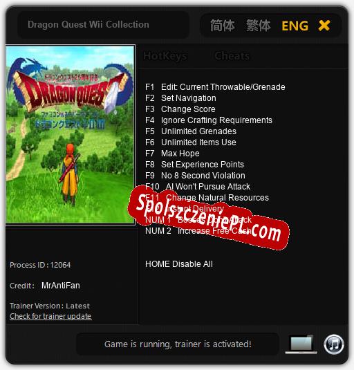 Treinador liberado para Dragon Quest Wii Collection [v1.0.9]