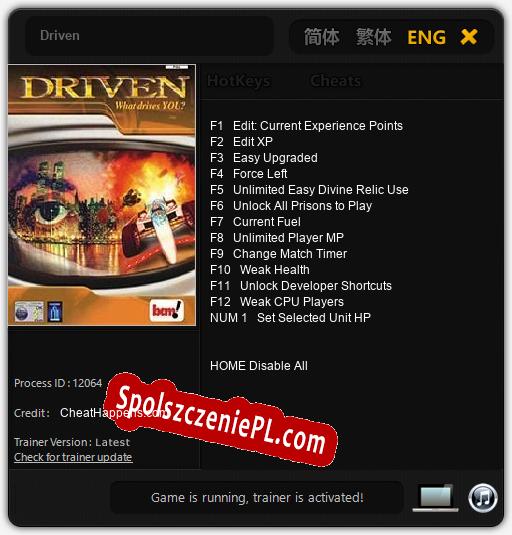 Driven: Cheats, Trainer +13 [CheatHappens.com]