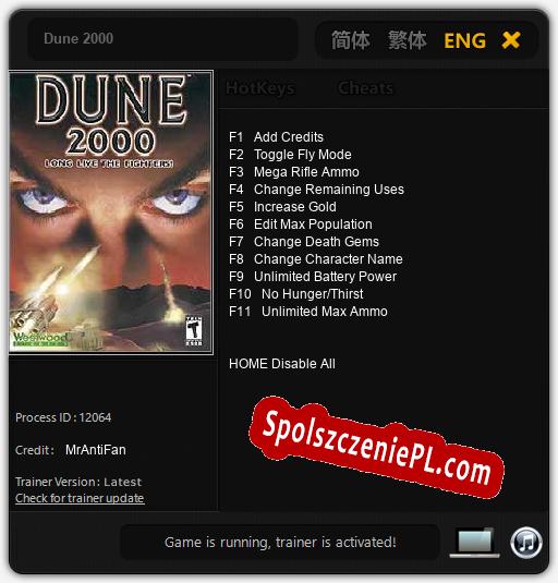 Treinador liberado para Dune 2000 [v1.0.2]