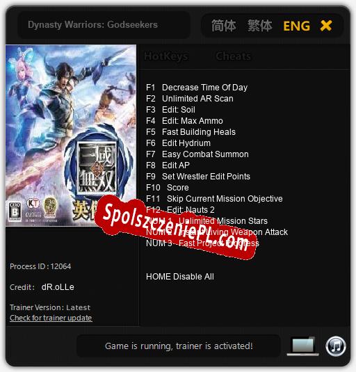 Dynasty Warriors: Godseekers: Cheats, Trainer +15 [dR.oLLe]