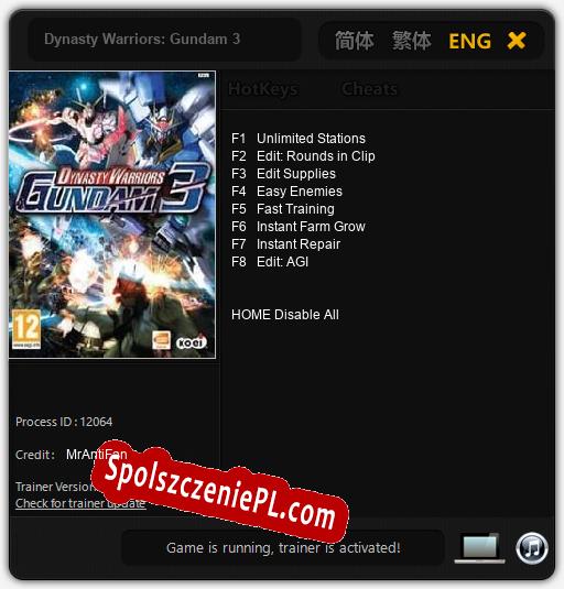 Dynasty Warriors: Gundam 3: Trainer +8 [v1.3]