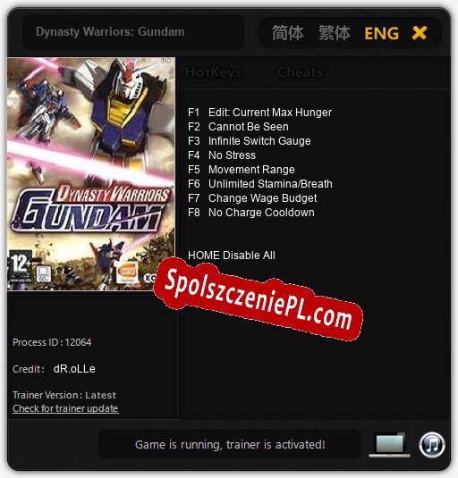 Dynasty Warriors: Gundam: Trainer +8 [v1.7]