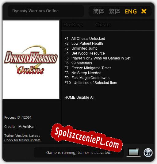 Dynasty Warriors Online: Trainer +10 [v1.1]