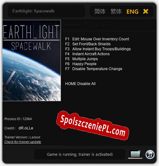 Earthlight: Spacewalk: Cheats, Trainer +7 [dR.oLLe]