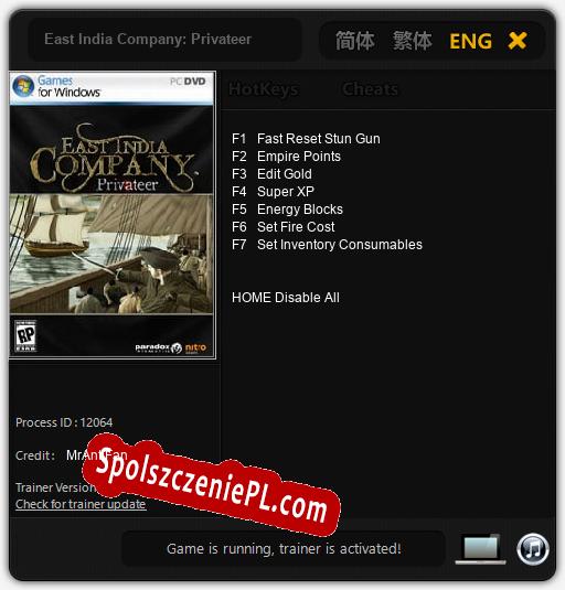 East India Company: Privateer: Cheats, Trainer +7 [MrAntiFan]