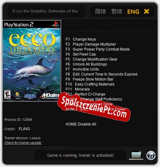 Treinador liberado para Ecco the Dolphin: Defender of the Future [v1.0.8]